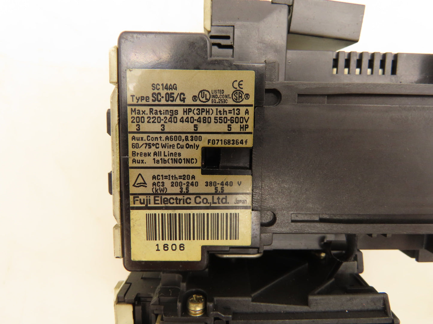 Fuji Electric SC-05/G Contactor Overload Relay TR-0N/3 24V Coil 600V Lot of 5