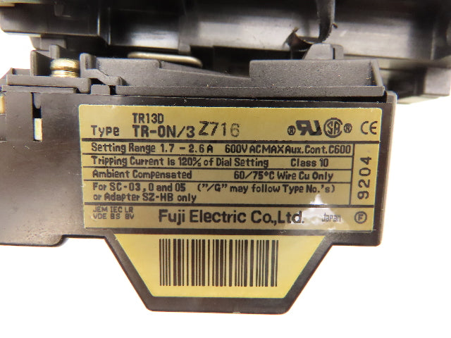 Fuji Electric SC-05/G Contactor Overload Relay TR-0N/3 24V Coil 600V Lot of 5