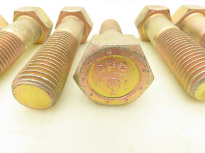 PFC 1"-8 x 4" Grade L9 Hex Head Cap Screw Bolt Zinc Yellow Coarse Lot of 9