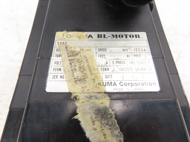 Okuma BL-MC150J-20SB AC Servo Motor 3kW 2000 RPM 133V 3PH Encoder ER-J-7200D
