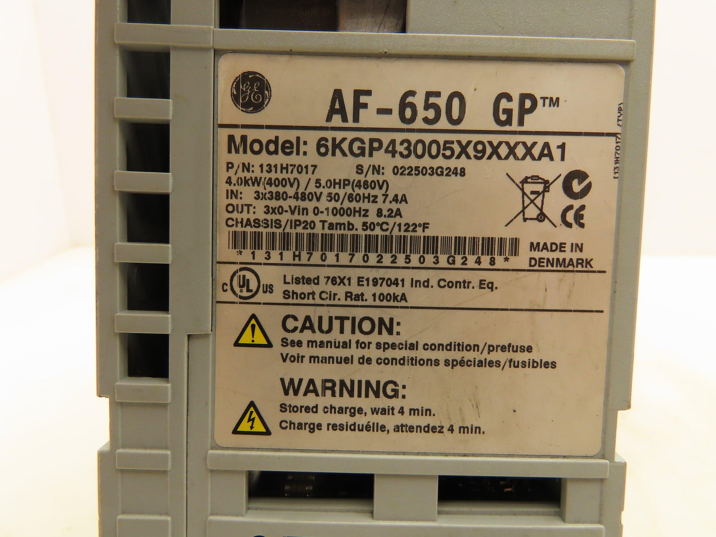 General Electric 131H7017 Variable Frequency Drive VFD 5Hp 480V 3Ph AF-650 GP