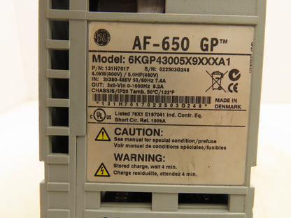 General Electric 131H7017 Variable Frequency Drive VFD 5Hp 480V 3Ph AF-650 GP