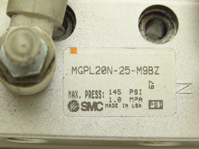 SMC MGPL20N-25-M9BZ Pneumatic Slide Bearing Guide Cylinder 20mm Bore 25mm Stroke