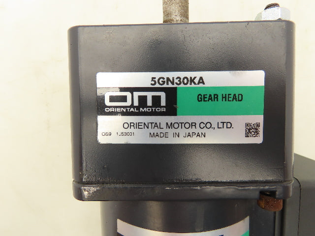 Oriental 5IK40GN-SWT Parallel Shaft Gearmotor 40W 230V 3PH 30:1 Gearhead 53 RPM