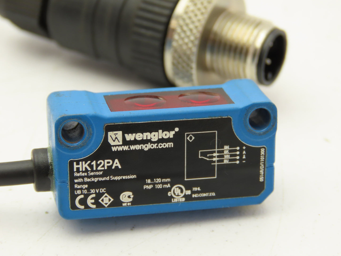 Wenglor HK12PA Photoelectric Reflex Sensor Switch 18-120mm Range 8" Cable