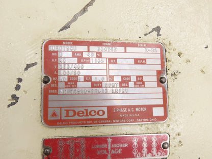 Delco 2U9015CU Electric Motor 40Hp 230/460V 3Ph 1165RPM 364TYZ C-Face
