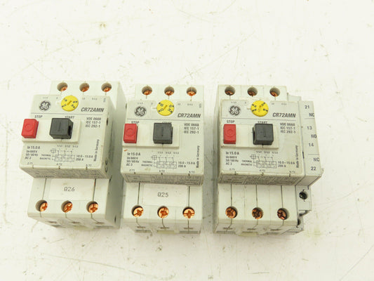 General Electric CR72AMN Manual Motor Starter Protector 600V 3PH Lot of 3