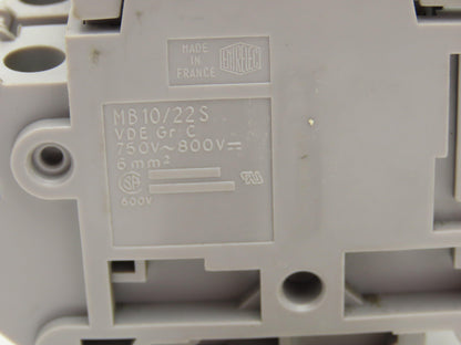 Entrelec MB10/22S Fuse Holder Terminal Block 30A 600V 6mm Lot of 22