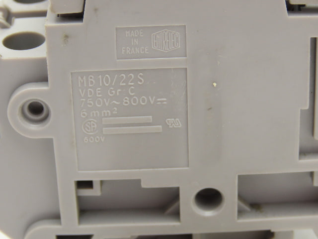 Entrelec MB10/22S Fuse Holder Terminal Block 30A 600V 6mm Lot of 22