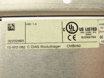 Sigmatek 12-002-082 C-Dias Module Carrier CMB082 Slot Rack Chassis