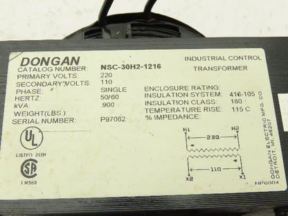 Dongan NSC-30H2-1216 Industrial Control Transformer 220V 1PH 0.900kVA