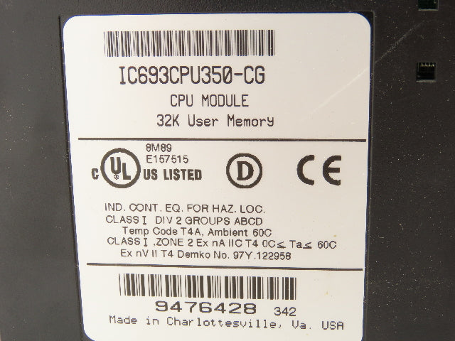 GE Fanuc IC693CPU350-CG CPU Memory Module 32k