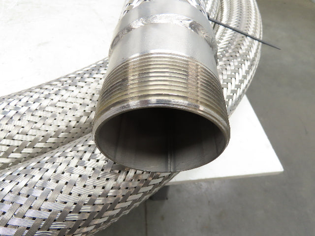 3"x 29' Stainless Steel Braided Flex Hose 3" NPT x 3" Flanged #150