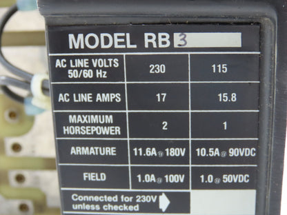 Boston Gear RB3 DC Motor Speed Controller 90/180V 1-2HP