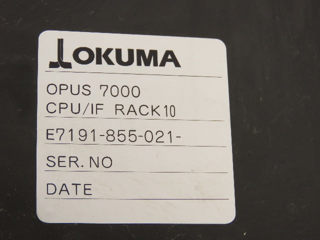 Okuma E7191-855-021 PLC 10-Slot Rack Chassis w/Motherboard 1911-2003