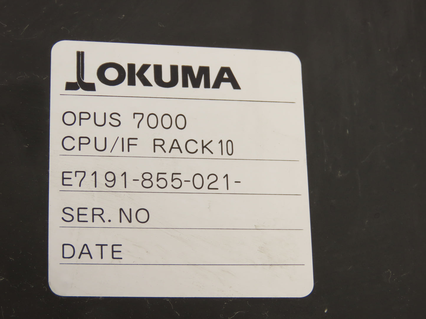 Okuma E7191-855-021 PLC 10-Slot Rack Chassis w/Motherboard 1911-2003