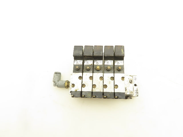 Honeywell Skinner K4SX002 Pneumatic Solenoid Valves 12VDC on 6-Station Manifold
