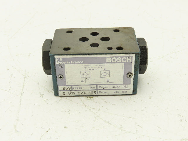 Bosch 0-811-024-105 Hydraulic Manifold Check Valve Block 4500 PSI