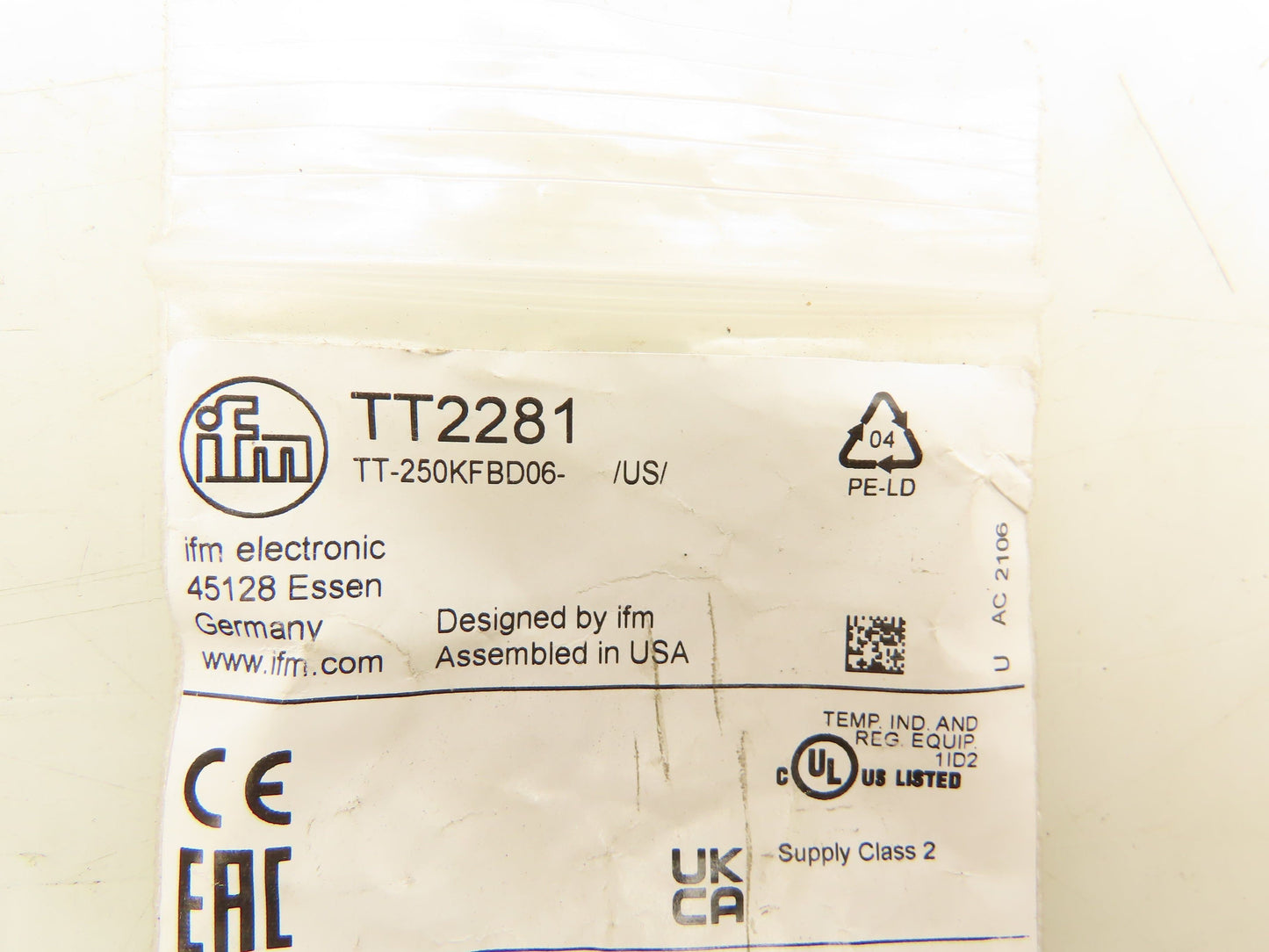 IFM TT2281 Temperature Probe Sensor In Containers Tanks and Pipes 4 Pin