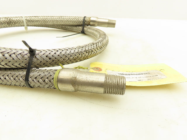 1/2"x 60" 304 Stainless Braided Flex Hose 1/2" Male NPT Ends