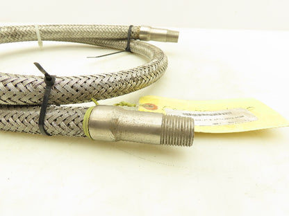 1/2"x 60" 304 Stainless Braided Flex Hose 1/2" Male NPT Ends