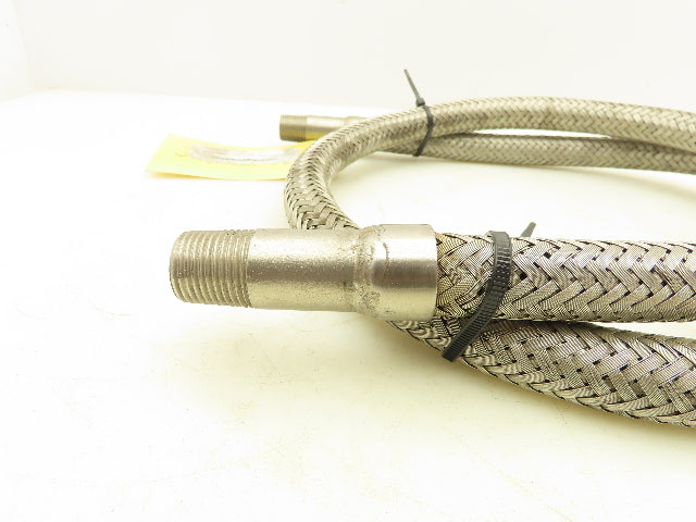 1/2"x 60" 304 Stainless Braided Flex Hose 1/2" Male NPT Ends