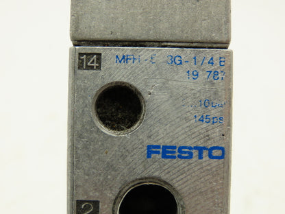 Festo MFH-5/3-G1/4-B Pneumatic Solenoid Valve 145 PSI 24VDC