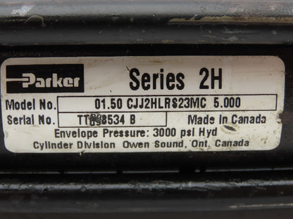 Parker Series 2H CJJ2HLRS23MC Hydraulic Cylinder 1.5" Bore 5" Stroke 3000 PSI