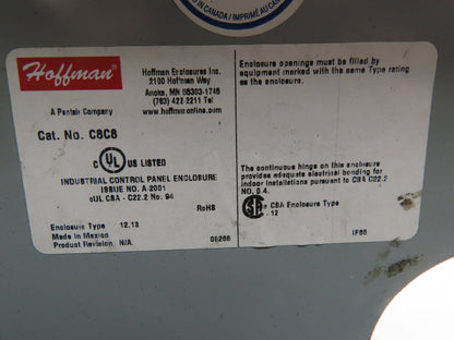 Hoffman C8C8 Sloped Top Operator Control Consolet Encloser 8x8x7.09" Steel