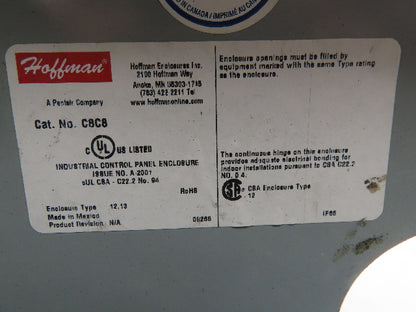 Hoffman C8C8 Sloped Top Operator Control Consolet Encloser 8x8x7.09" Steel