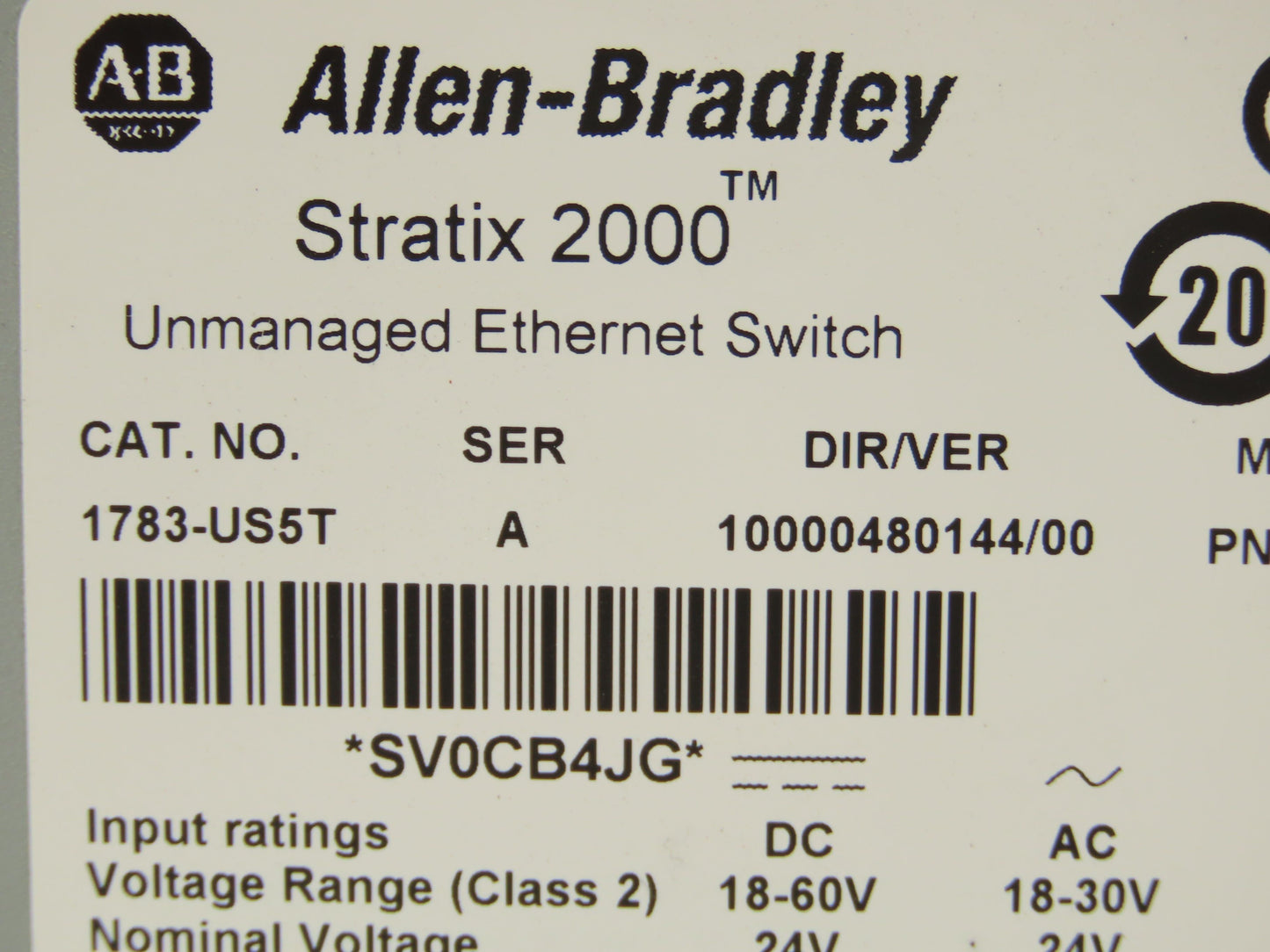 Allen Bradley 1783-US5T PLC Unmanaged Ethernet Switch 5-Port