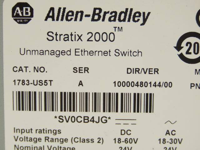 Allen Bradley 1783-US5T PLC Unmanaged Ethernet Switch 5-Port