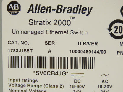 Allen Bradley 1783-US5T PLC Unmanaged Ethernet Switch 5-Port