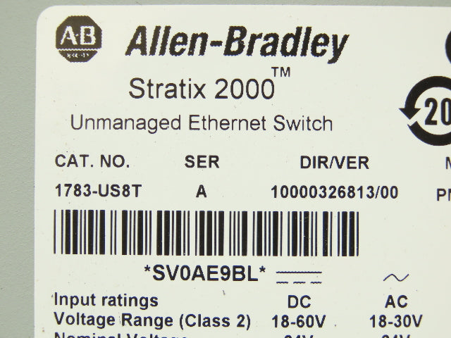 Allen Bradley 1783-US8T Stratix 2000 Ethernet Unmanaged Switch 8 Port