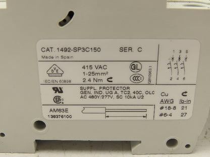 Allen Bradley 1492-SP3C150 Circuit Breaker 3 Pole 15A 415V Lot of 3