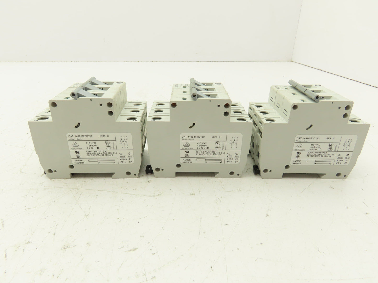 Allen Bradley 1492-SP3C150 Circuit Breaker 3 Pole 15A 415V Lot of 3