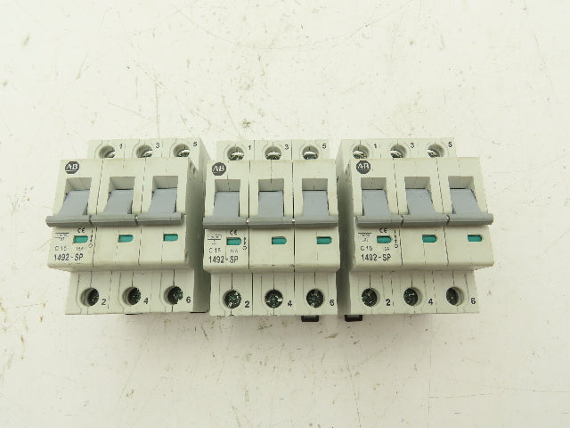 Allen Bradley 1492-SP3C150 Circuit Breaker 3 Pole 15A 415V Lot of 3