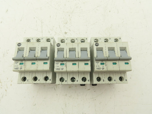 Allen Bradley 1492-SP3C150 Circuit Breaker 3 Pole 15A 415V Lot of 3