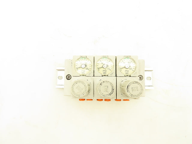 SMC ARM11BB1-358-AZ Compact 3-Station Pneumatic Manifold Regulator DIN Rail
