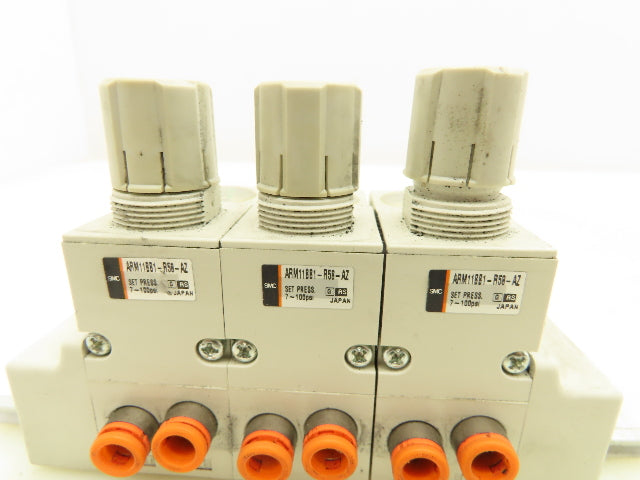 SMC ARM11BB1-358-AZ Compact 3-Station Pneumatic Manifold Regulator DIN Rail