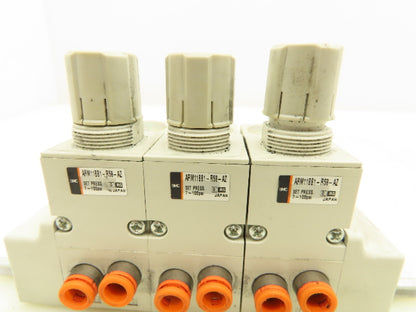 SMC ARM11BB1-358-AZ Compact 3-Station Pneumatic Manifold Regulator DIN Rail