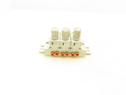 SMC ARM11BB1-358-AZ Compact 3-Station Pneumatic Manifold Regulator DIN Rail