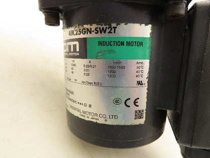 Oriental Motor 4IK25GN-SW2T Gearmotor 220V 3PH 18:1 Gearhead Hollow Shaft 88 RPM