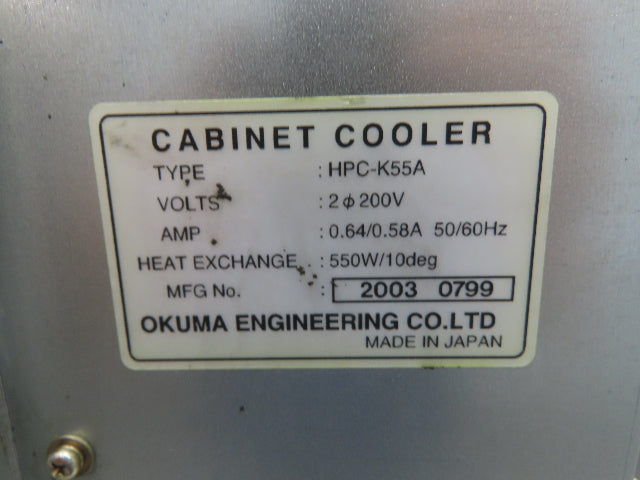 Okuma HPC-K55A Electrical Cabinet Cooler Heat Exchanger 200V 550W/10°