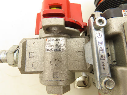 SMC AW30-N03E-Z 3/8" Air Line Filter Regulator Combo Lockout & Solenoid Valve