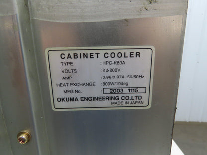 Okuma HPC-K80A Electrical Cabinet Cooler Heat Exchanger 200V 800W/10°