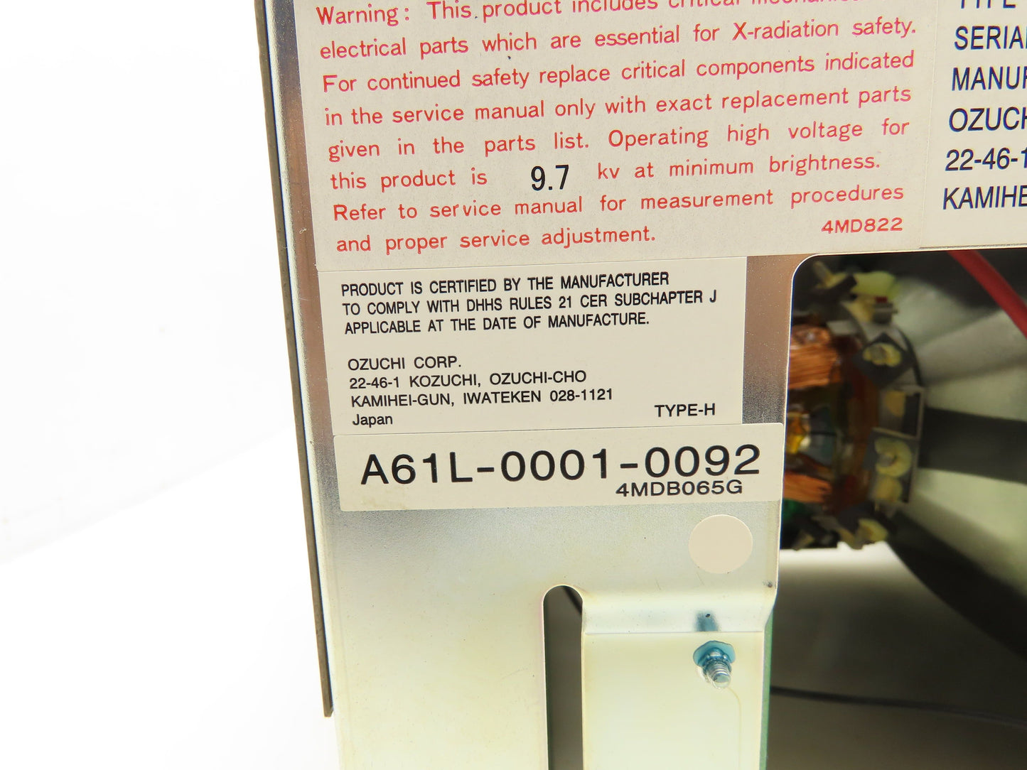 Fanuc A02B-0061-C001 HMI Operator Control Panel 9" Monitor A61L-0001-0092