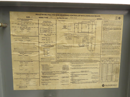 Allen Bradley 505-BJD Motor Starter Control Box 14x12x5" Enclosure Only