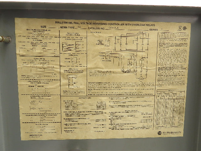 Allen Bradley 505-BJD Motor Starter Control Box 14x12x5" Enclosure Only