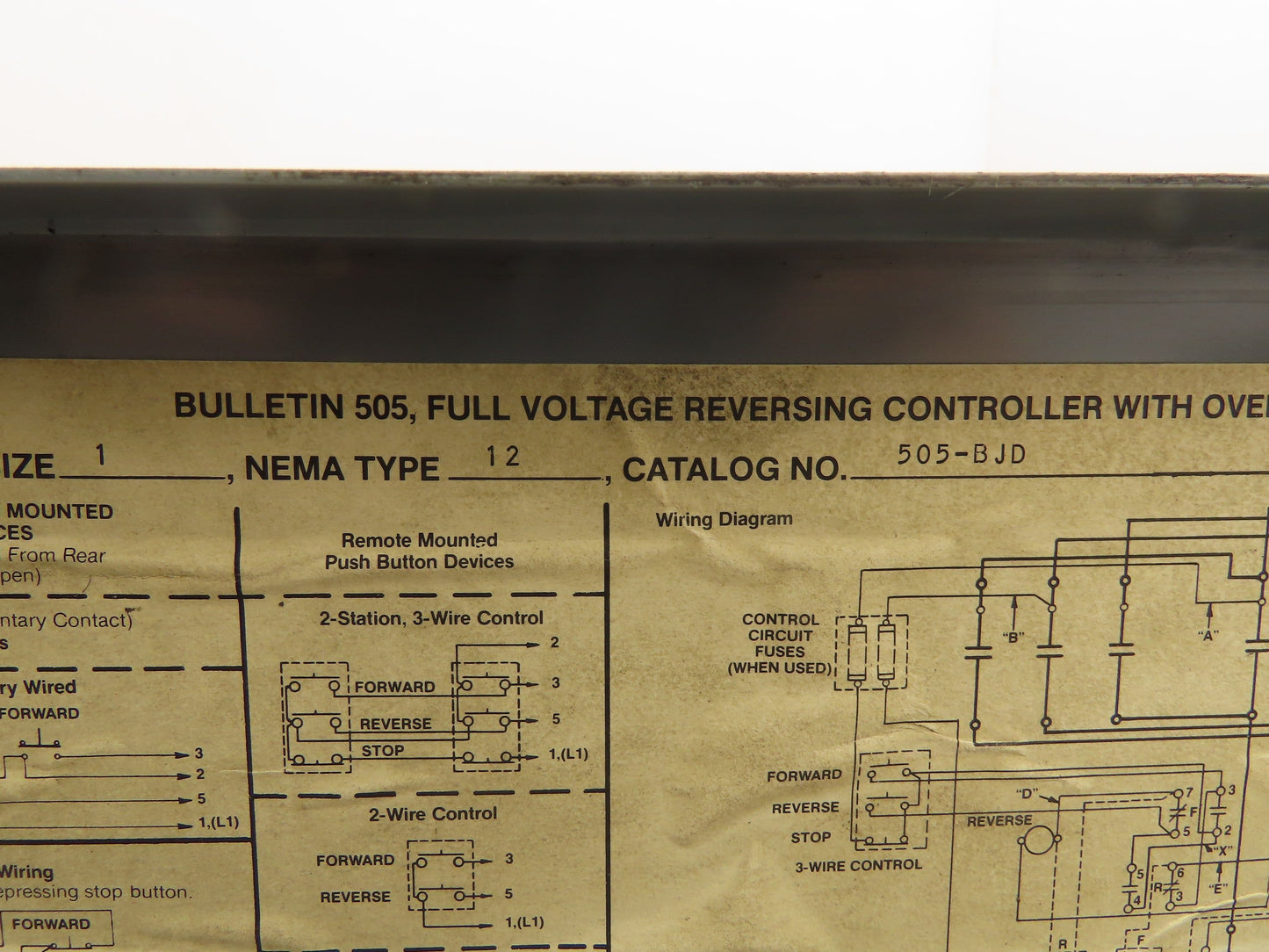 Allen Bradley 505-BJD Motor Starter Control Box 14x12x5" Enclosure Only
